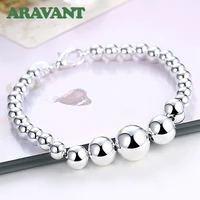 925 stamp silver beads chain bracelets for women men fashion jewelry