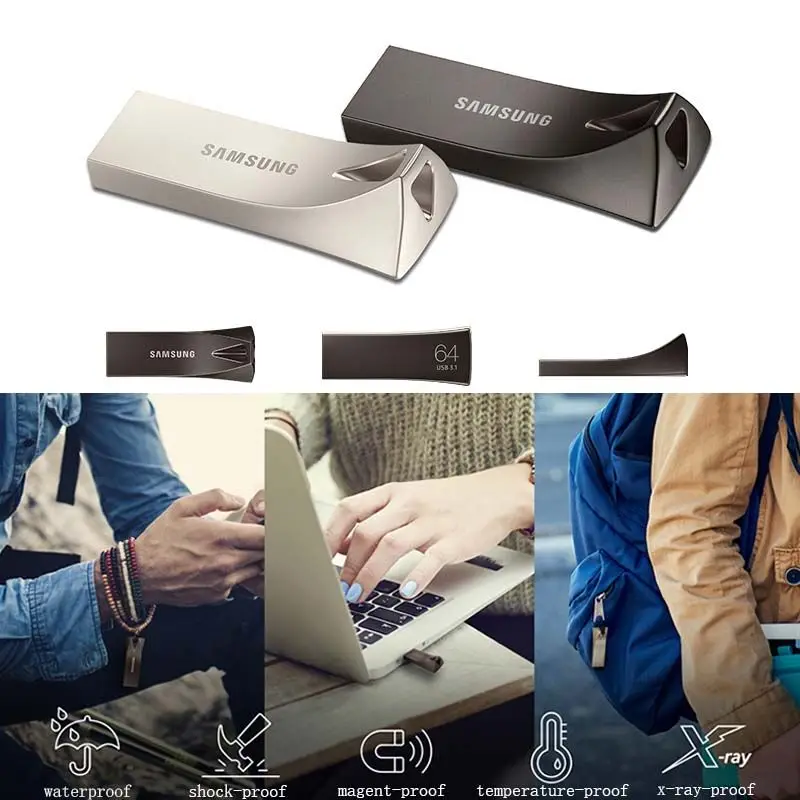 USB флеш накопитель SAMSUNG Металлический Мини 16 ГБ 32 64 Гб 128 256 3 1 карта памяти|USB