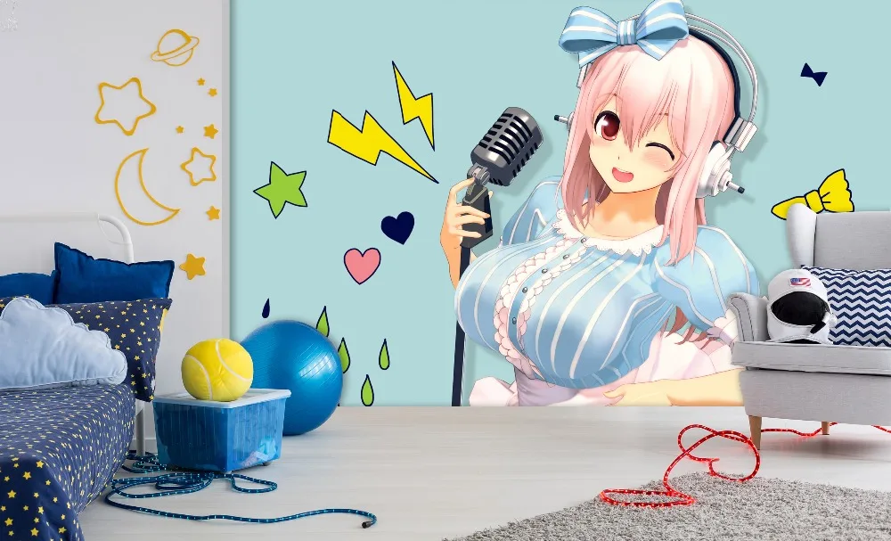 [Самоклеющиеся] 3D Super Sonico Maid 44 японская аниме настенная бумага печать настенные