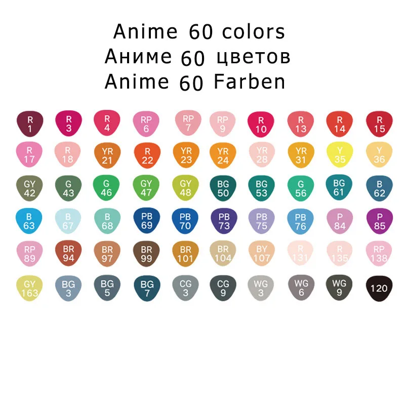 Animation 60 colors TOUCHNEW 30/40/60/80/168 Цвета эскиз Маркеры Ручка на спиртовой основе маркер-Кисточка Комплект лучше всего подходит для рисования манга анимация товары для рукоделия - Цвет: Animation 60 colors