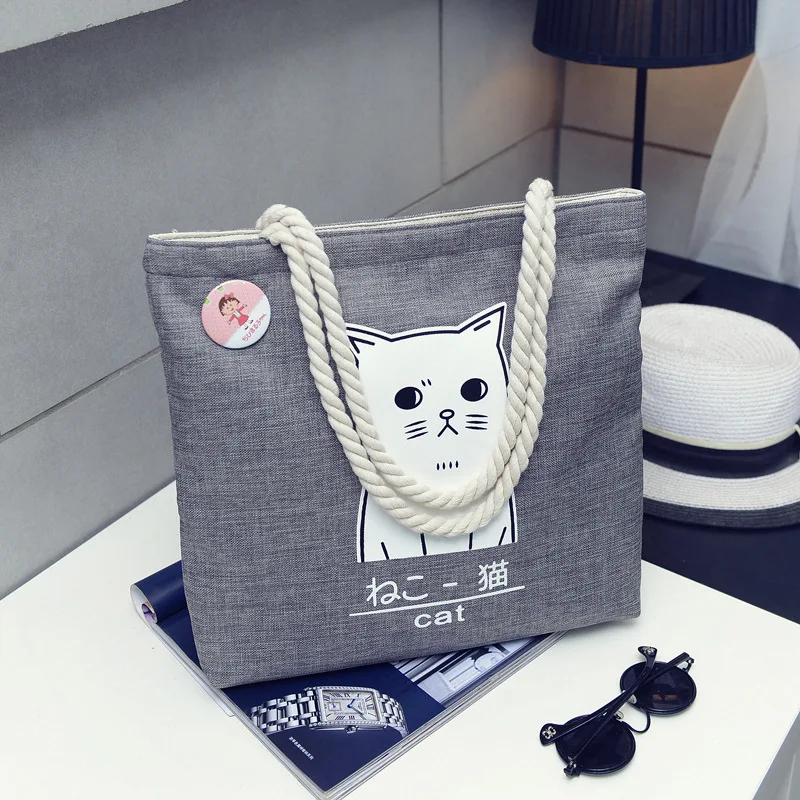 New Arrival Women Canvas Shoulder Bag Casual Animal Cartoon Printed Large Capacity Handbags Tote Fashion Ladies Shopping Bags | Багаж и