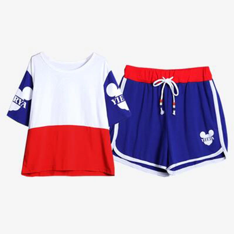 Uninice женщины лето 2017 мода коротким рукавом футболка топ и Шорты 2 Шт. Костюмы для