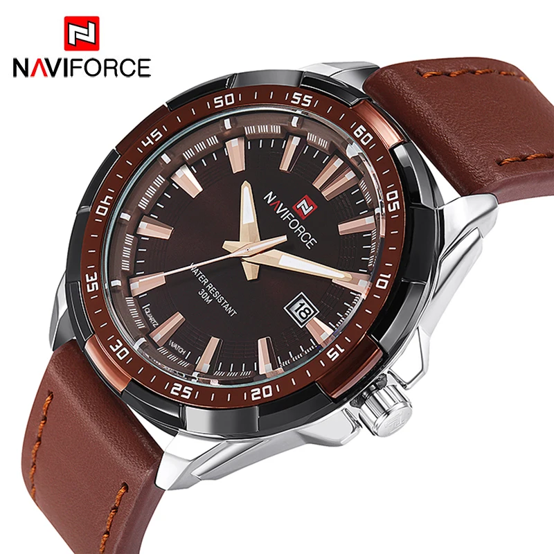 Часы наручные NAVIFORCE Мужские кварцевые роскошные брендовые модные повседневные