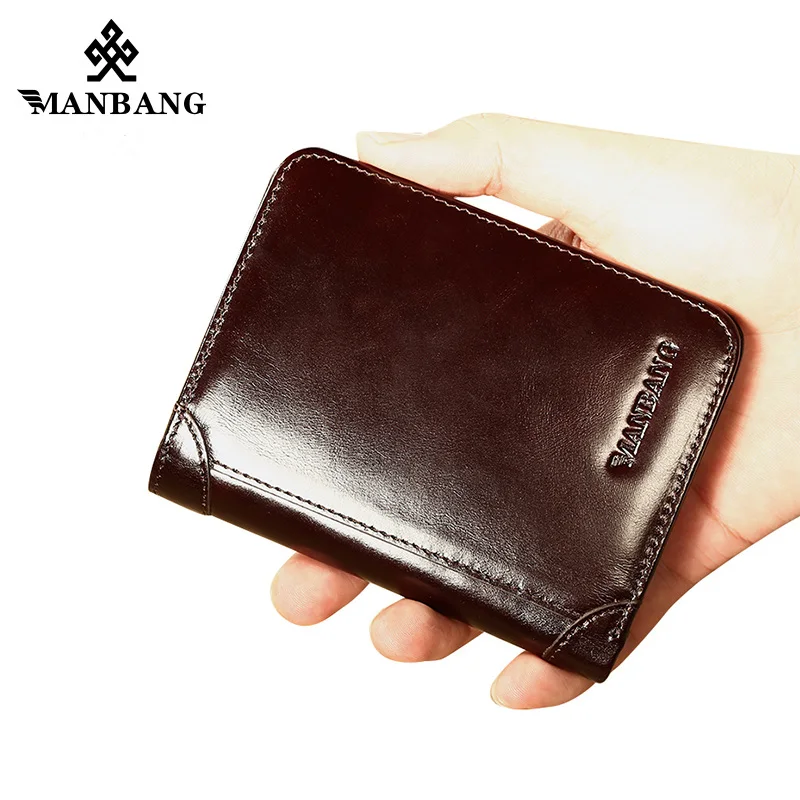 ManBang Лидер продаж мужские бумажники из натуральной кожи классический бумажник