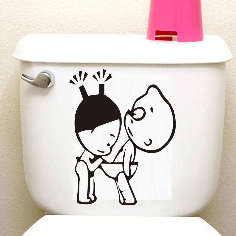 DCTOP Cartoon Adult Couple Funny Toilet Stickers Home Decal Walll Sticker For Bathroom Hotel Office Wall Decoration | Дом и сад