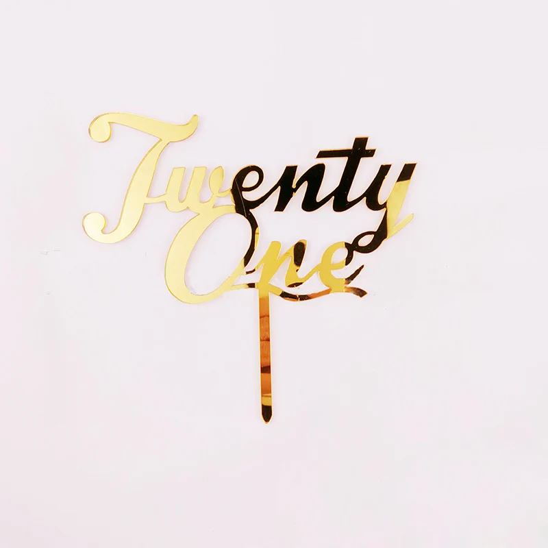 Акриловый Топпер для торта с надписью Twenty One на день рождения номер 21 акриловый
