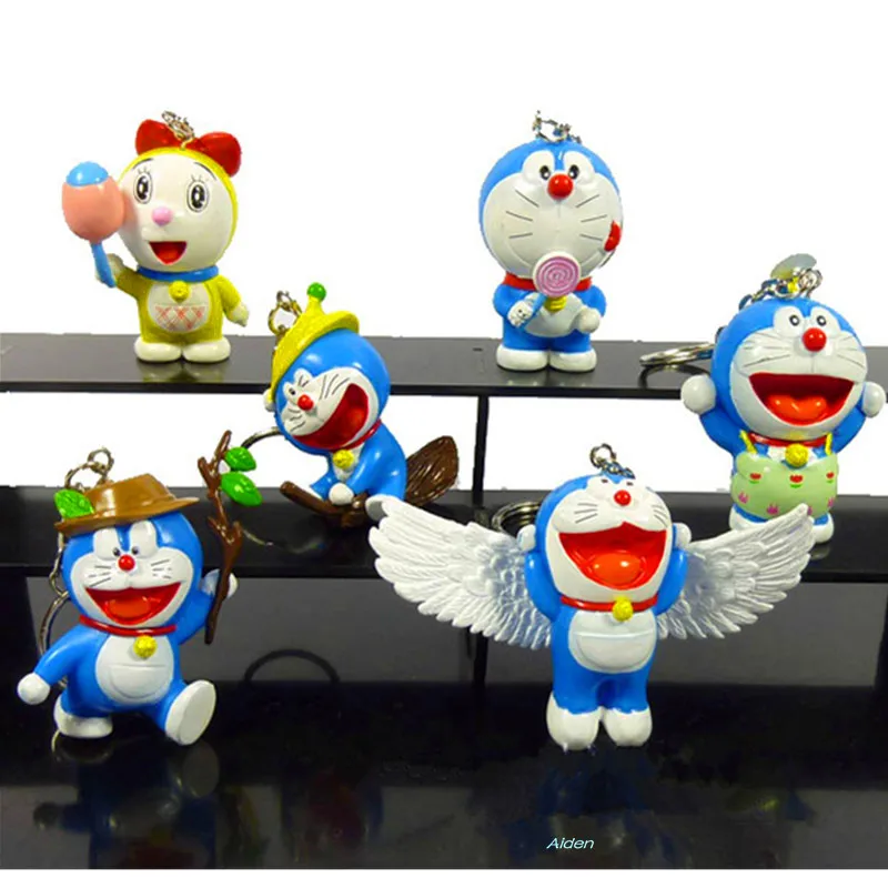 

6Pcs/set Doraemon Sports Meet Cartoon Key Switch Decoration PVC Action Figure Collectible Model Toy OPP 6CM B253
