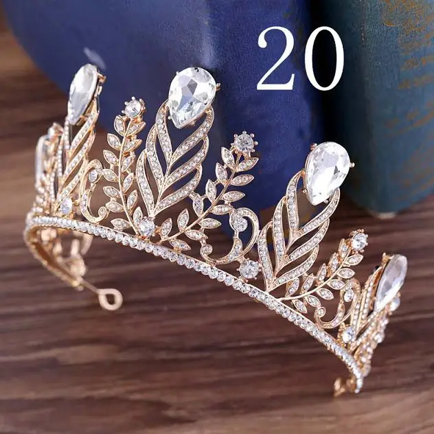 Роскошные серебряные, Синие стразы, Золотая свадебная тиара, корона королевы, диадема, Корона невесты, головной убор, свадебные аксессуары для волос, тиара - Окраска металла: 20
