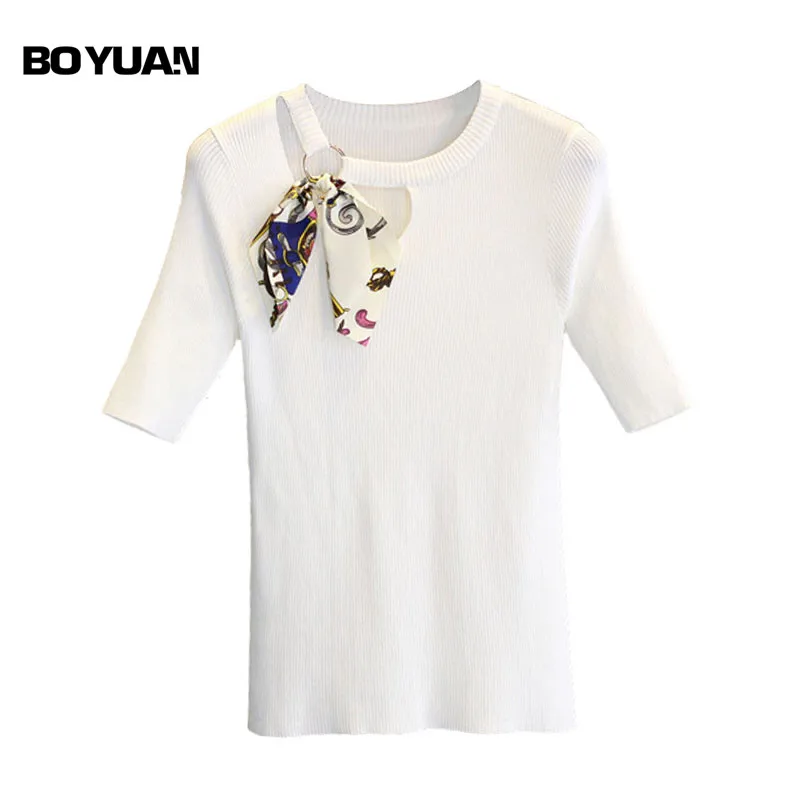 BOYUAN Summer Autumn Women Pullover Knitted pull femme Short Sleeve Shirt Knitwear High Quality | Женская одежда