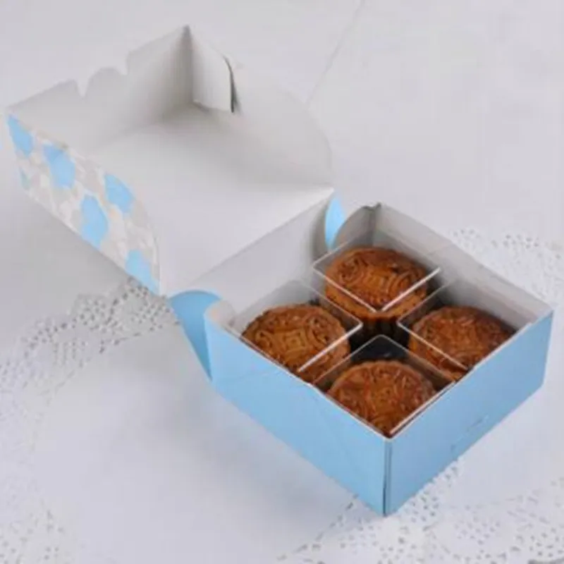 10 шт./лот розовые синие декоративные квадратные коробки для печенья торта конфет