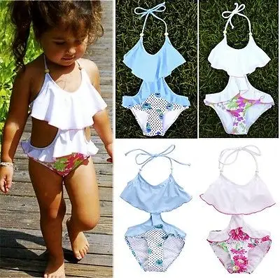 Новинка 2016 летний купальный костюм для девочек сплошной купальник с разрезом