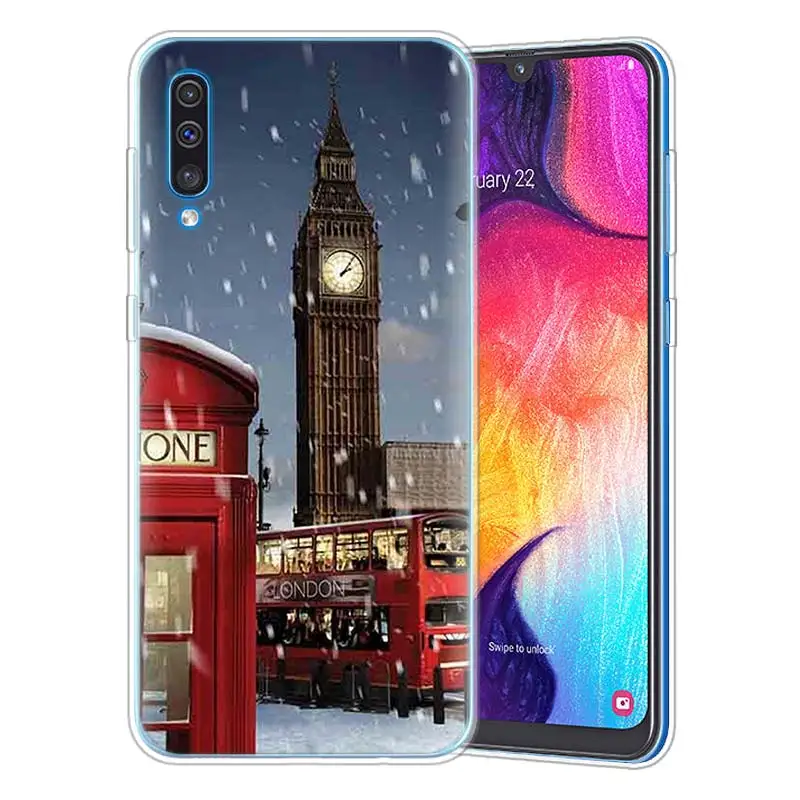 Модные лондонского городского Эйфелева чехол для samsung A50 A70 A60 A40 A30 A20 A20e A10 M30 M20 M10 A7 A9 силиконовый чехол для телефона из ТПУ с принтом "