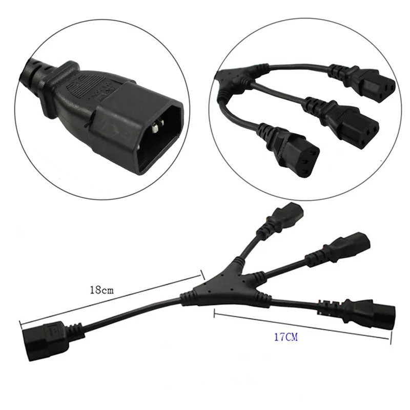 30 см IEC 320 C14 штекер для 3XC13 Женский Y Тип сплиттер Мощность шнур 10A 250 V C14 в три раза C13 Мощность Кабель-адаптер