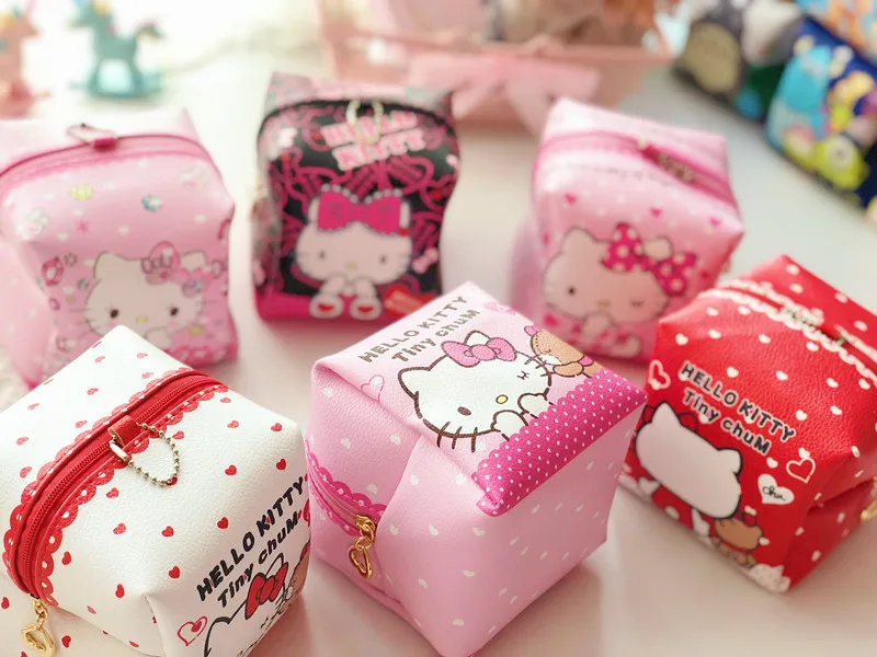 Новая квадратная сумка для хранения Hello kitty из ПУ кошелек на молнии косметичка EX