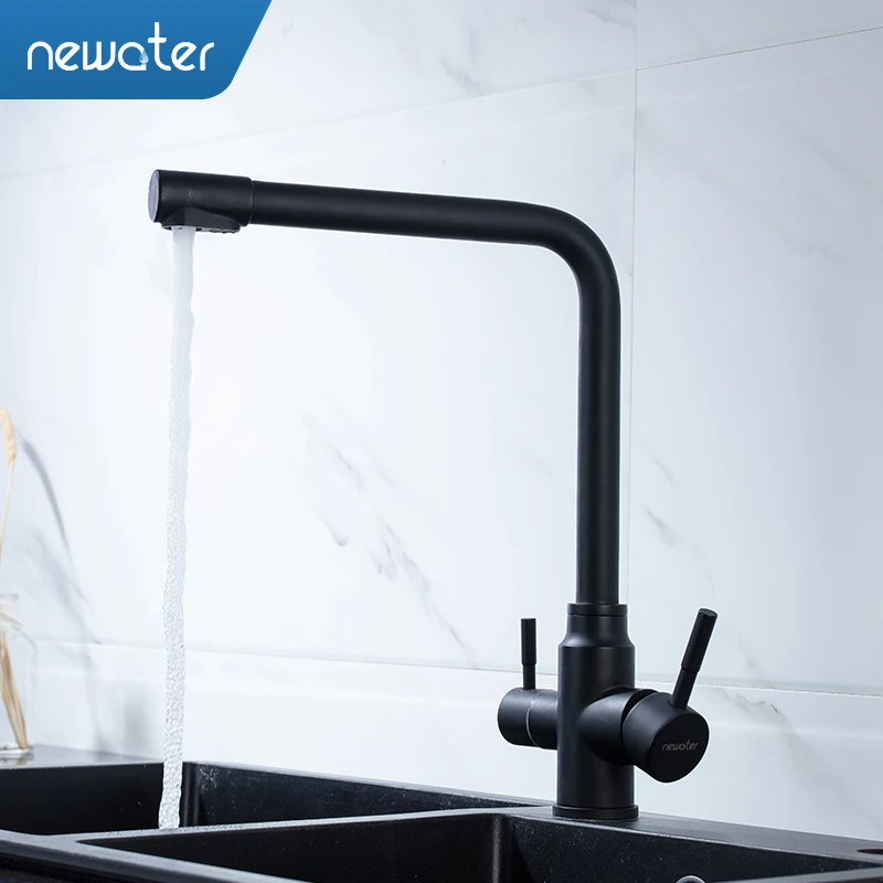 Неуотер черный кухонный кран для раковины 360 градусов вращение на бортике