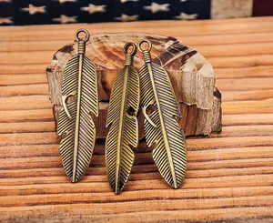 F33 Лот 10 шт. бронзовые латунные винтажные Подвески с перьями очаровательные для серфера ожерелье Фурнитура