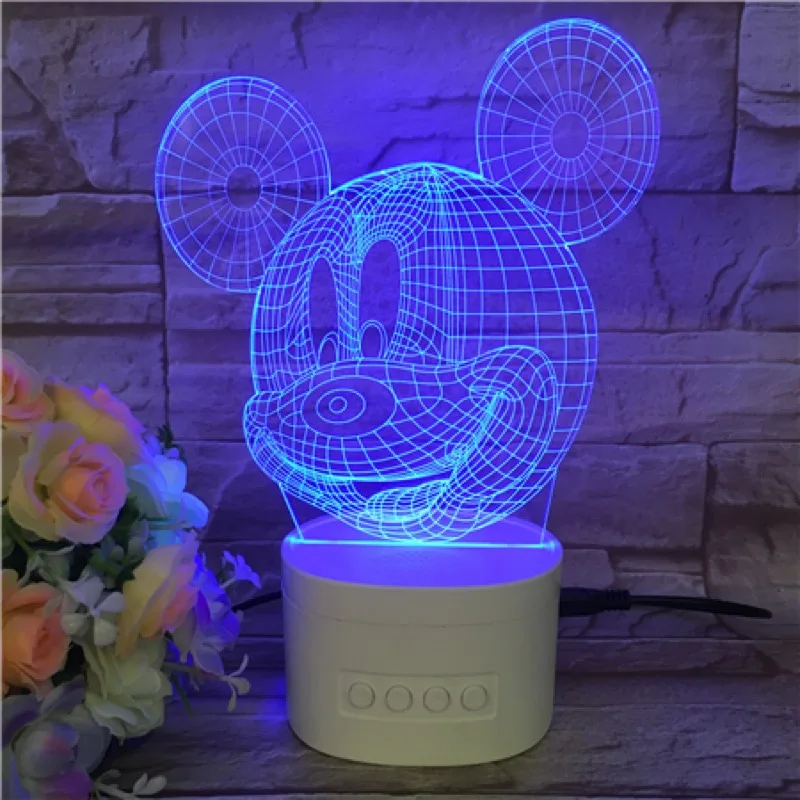 Usb светодиодный 3d-ночник Мультфильм Принцесса Королева Эльза Белоснежка Русалочка Микки фигурка медведя автономный bluetooth-динамик 3d лампа