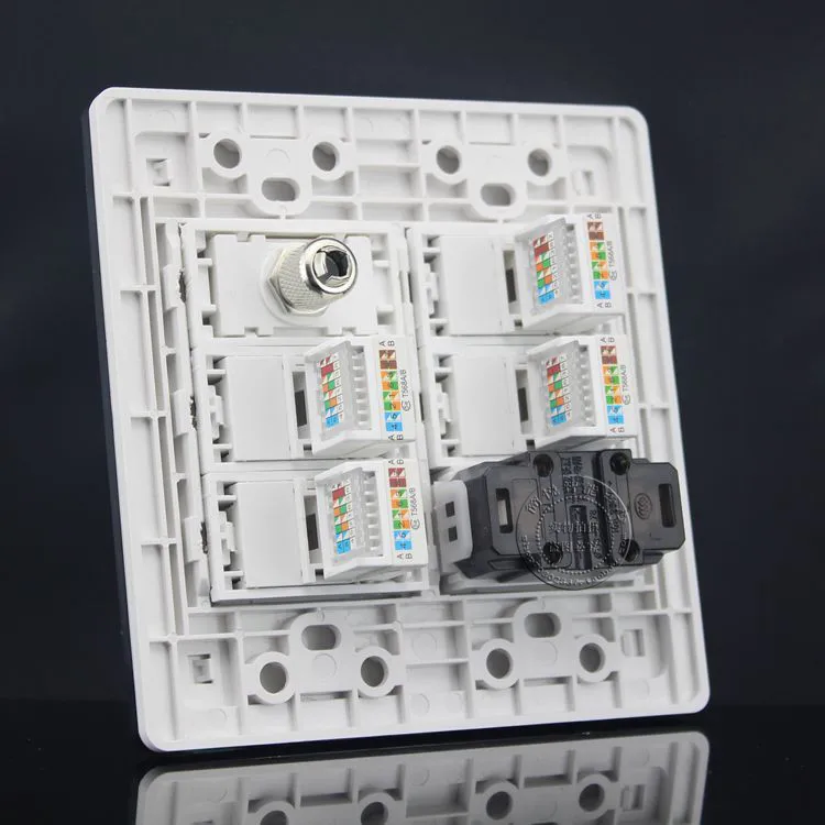 120MM Wall Socket Plate 6 Ports Four Network RJ45 Cat5e &amp TV Two Hole Power Panel Faceplate Outlet | Компьютеры и офис