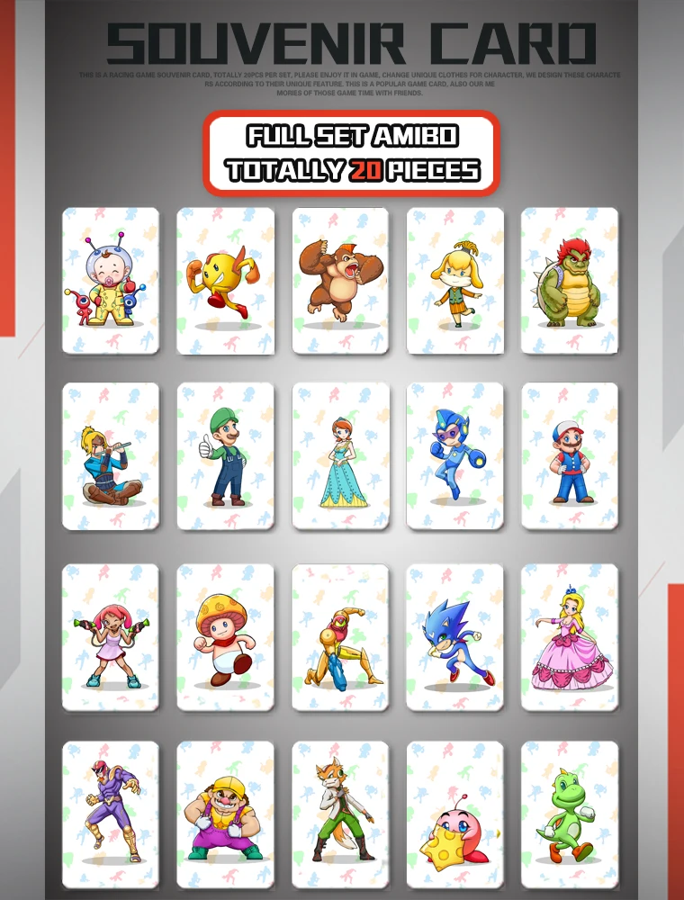 20 шт Коллекция игр NFC карты для Super Mario Smash Ball Bros Brother Ultimate ДЛЯ NS Switch