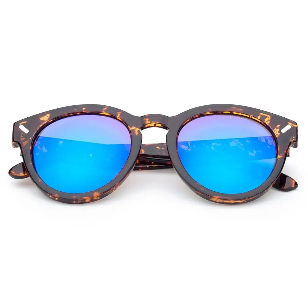 Женские солнцезащитные очки в винтажном стиле COLOSSEIN круглые с синим покрытием