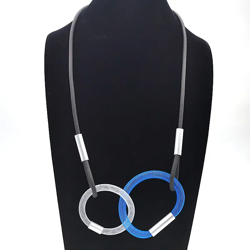 white 1 blue Новинка, многоцветные круглые подвески и ожерелья для женщин, цепочка для воротника, резиновые ювелирные изделия ручной работы, Длинные ожерелья, подарок для девушек, колье - Окраска металла: white 1 blue