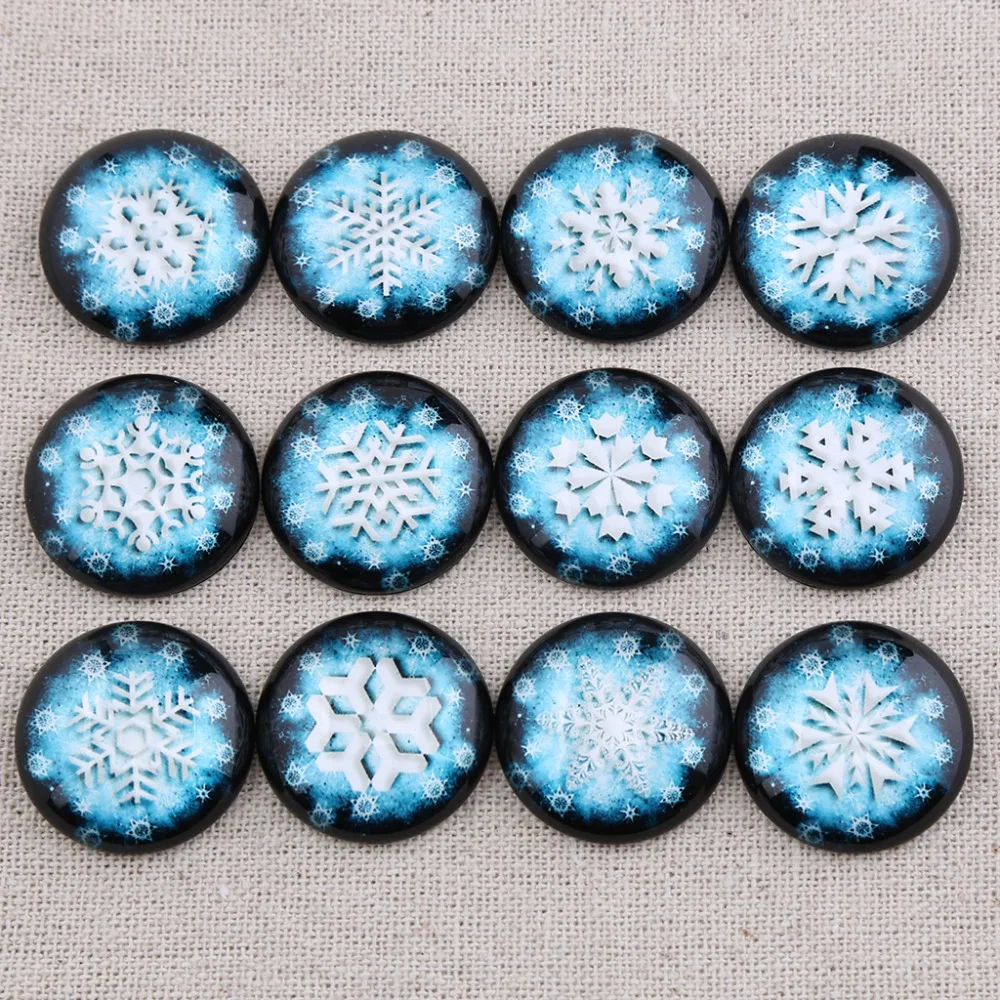 

onwear snowflake photo round dome glass cabochon 10mm 12mm 14mm 18mm 20mm 25mm 30mm 40mm diy jewelry findings