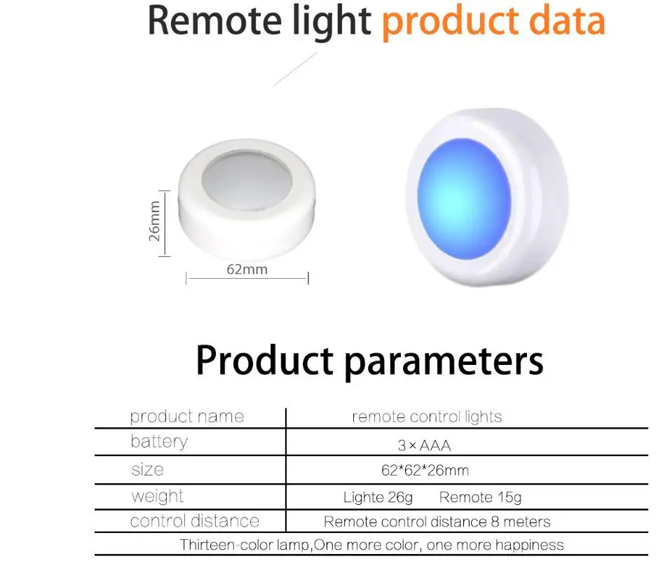 Беспроводной светодиодный светильник шайбы s RGB 13 цветов затемняемый сенсорный