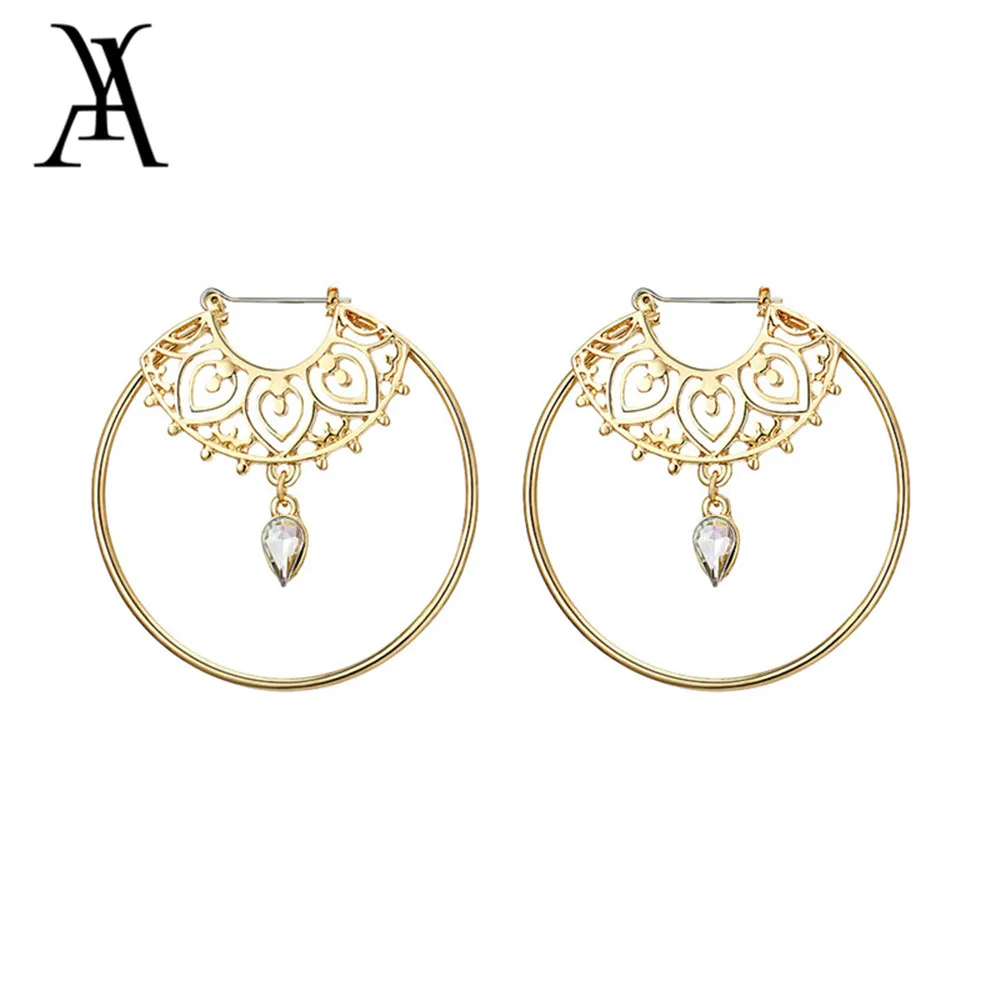 Женские круглые висячие серьги Bijoux золотого цвета с большими кругами и