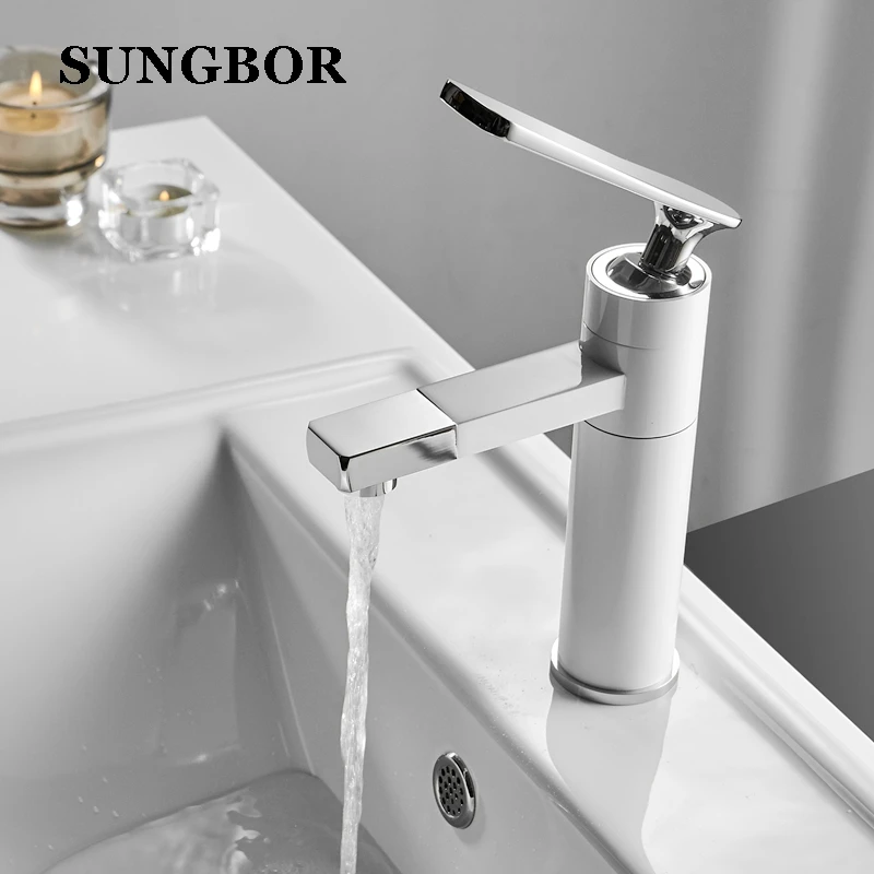 Смесители для умывальника смеситель белого цвета ванной комнаты с хромированной