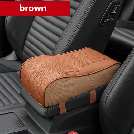 brown Автомобильный подлокотник из натуральной кожи, чехлы, универсальная центральная консоль, авто подлокотники для сиденья, коробка для хранения, защита, подушка для рук - Название цвета: brown