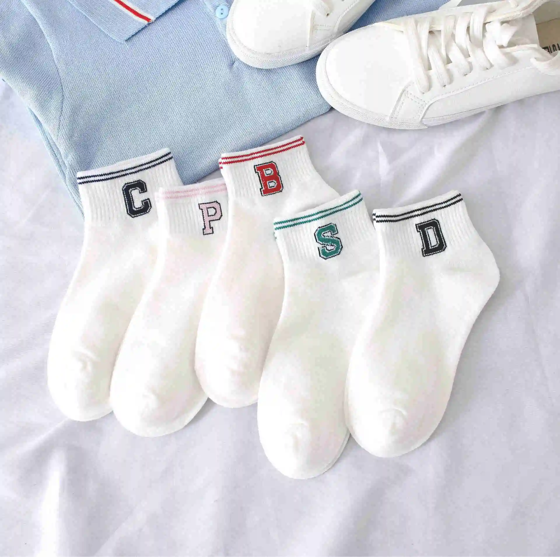 24 SP& CITY, 5 пар, Мультяшные хлопковые короткие носки с фруктами, летние тонкие носки с милым принтом, женские мягкие однотонные забавные носки, женские Дешевые Носки - Цвет: 24