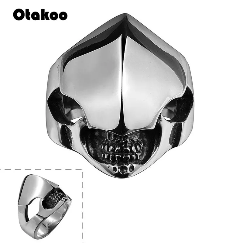 Otakoo 316L кольца из нержавеющей стали с инопланетянином черепом для мужчин