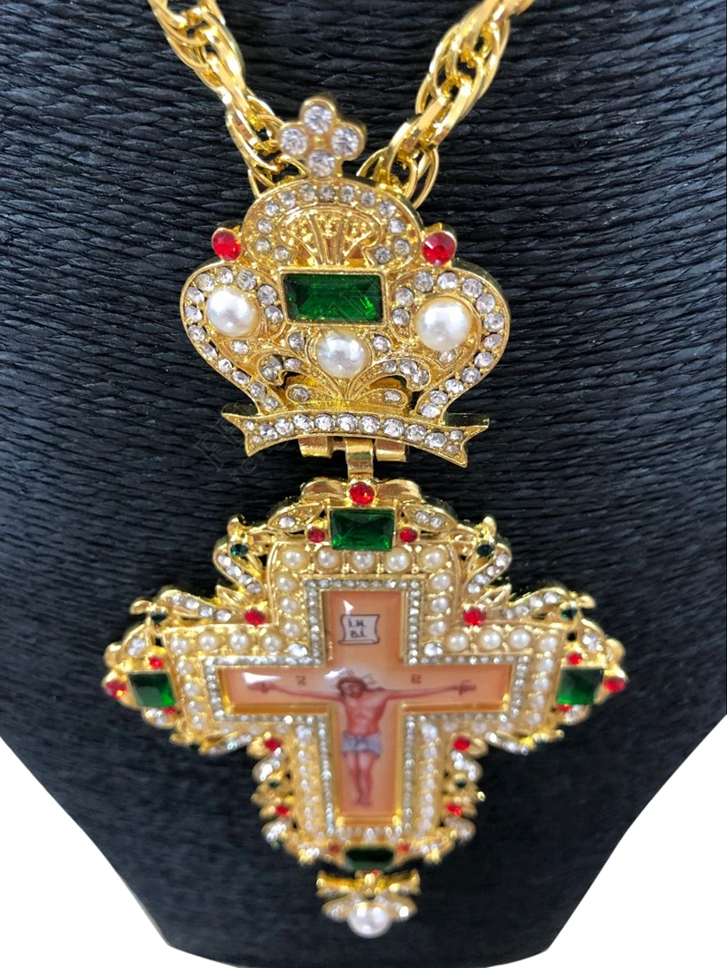 High Quality Orthodox Greek Cross Jewelry - Priest Pectoral Cross with Gold Plating and Chain image 4