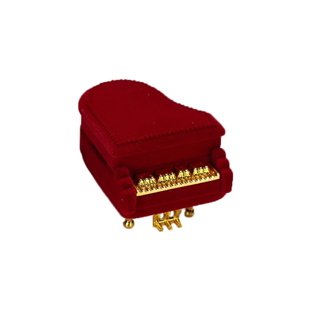 Cartoon Flannelette Piano Shape Jewelry Box Ring Ear Stud Necklace Storage Luxury Engagement Wedding Gift | Украшения и