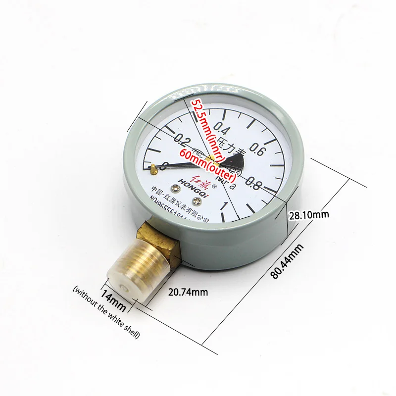 Y-60 вакуумный манометр Воздушный манометр Калибр 0.1mpa-40Mpa Fit: M14* 1,5 DN15