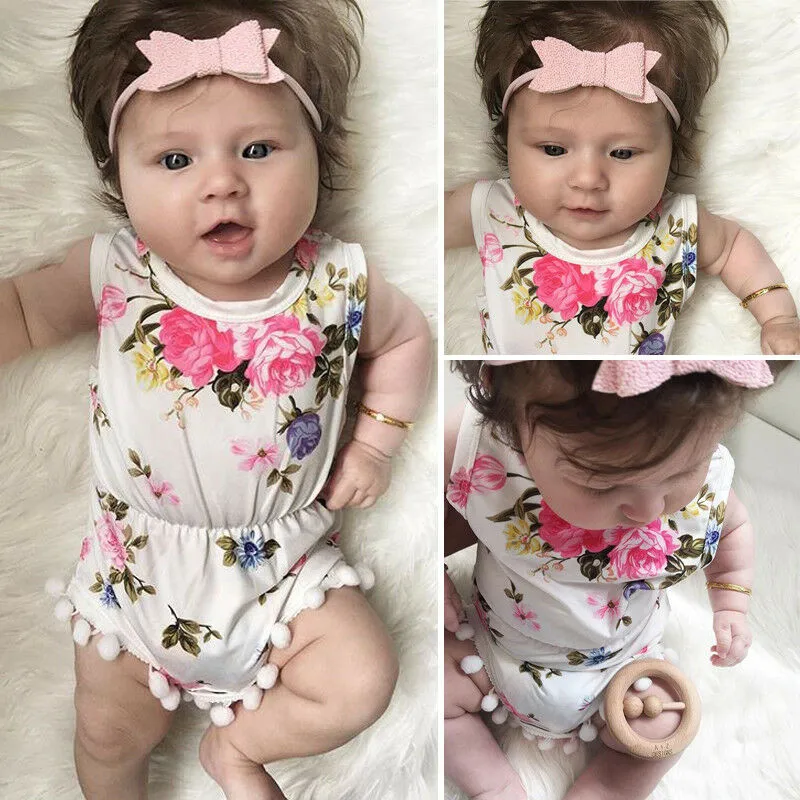 

2019 Fashion Floral Newborn Toddler Infant Kids Baby Girls Flower Romper Tassel Jumpsuit Playsuit Clothes Summer Sunsuit Outfit