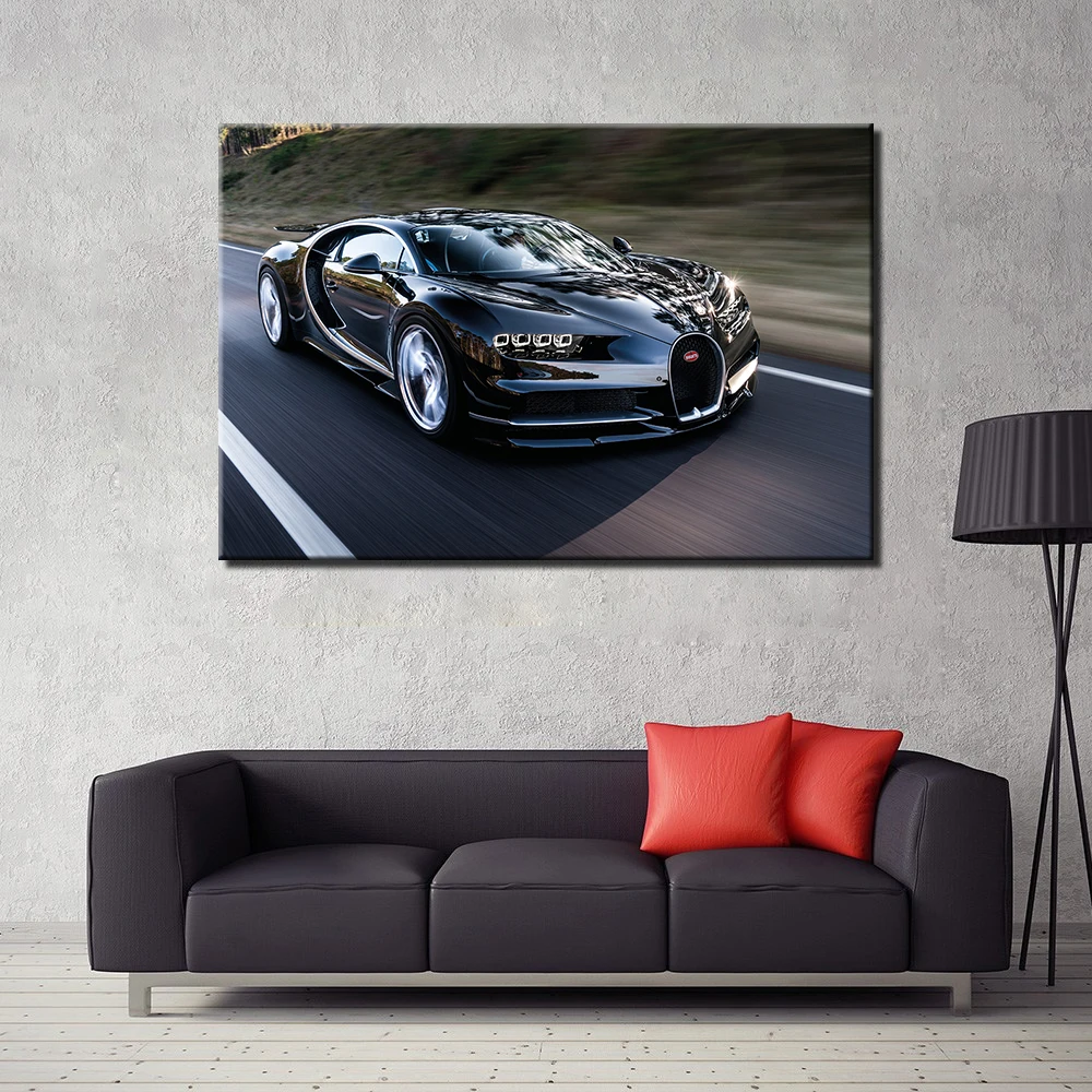 Bugatti чугун суперкар Печать на холсте для домашнего декора живопись стены