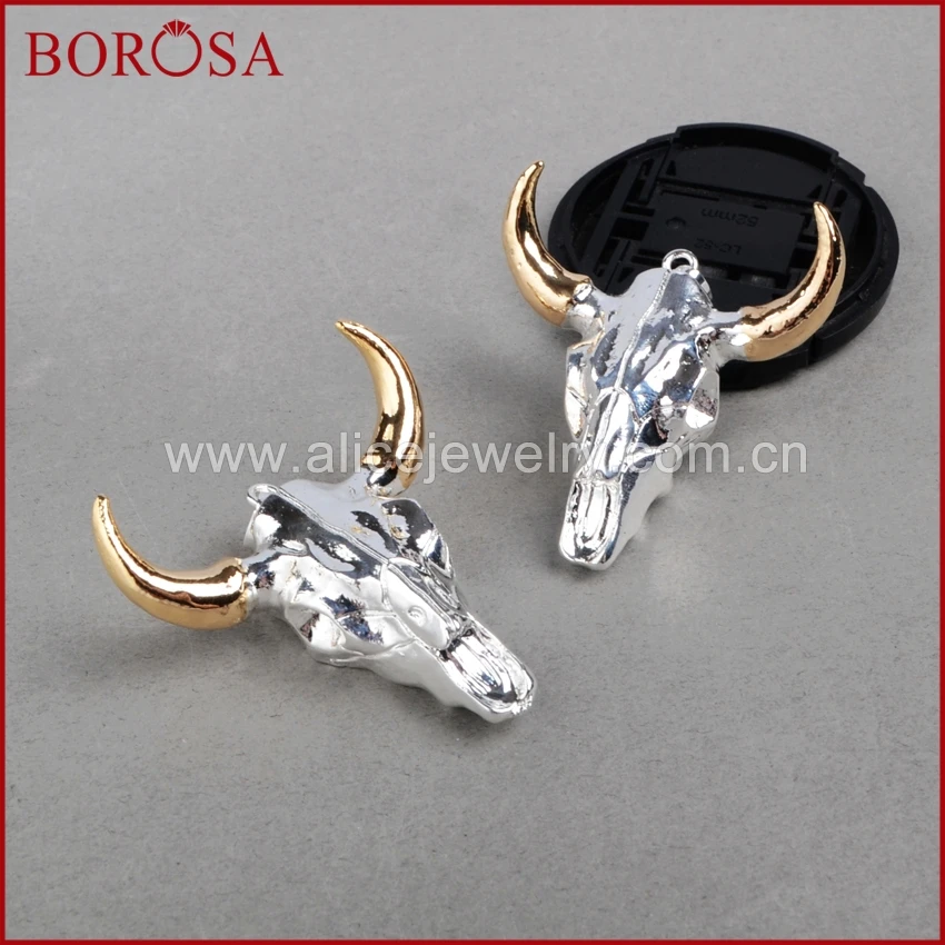 Буйвола BOROSA двухтоновый буйвол серебряного цвета золотого бусина из буйвола