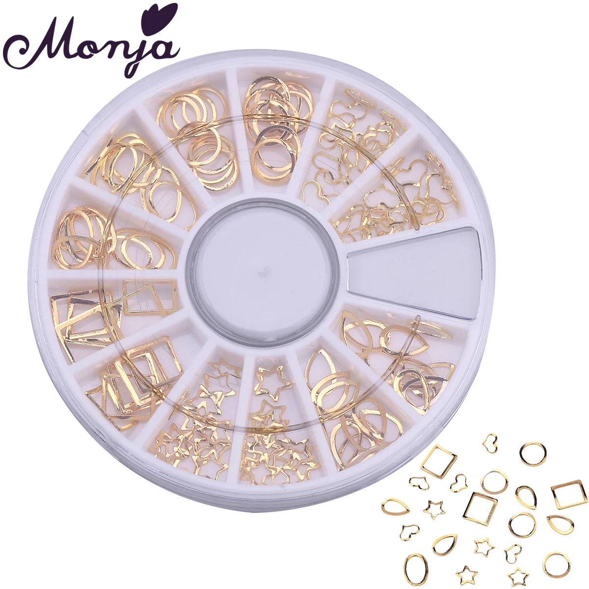 Monja 12 Сетки золотые наклейки для ногтей Тонкий хлопья полые металлические