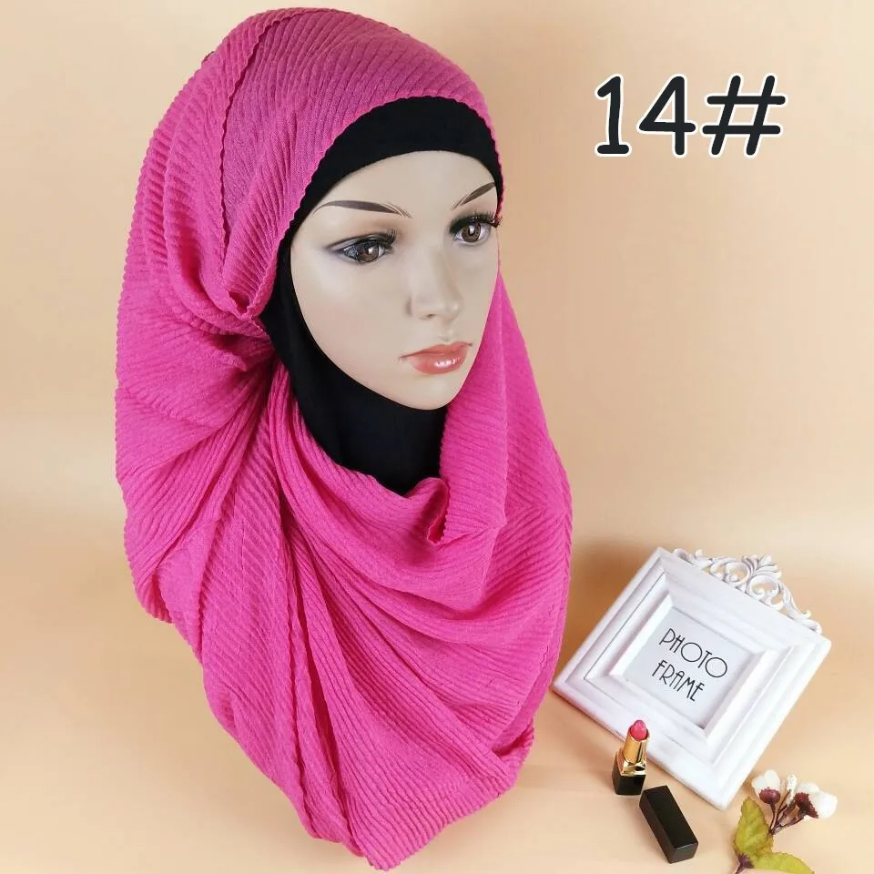 180*70 см мягкие носки из тонкого хлопка Hijab шарф Мусульманский платок исламский аксессуары Платки femme - Цвет: 14
