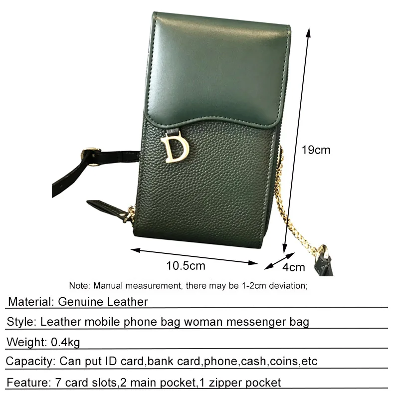 CICICUFF Genuine Leather Women Mobile Phone Bags Fashion Small Purse Female Chain Buckle Mini Shoulder Messenger Bag for IPhone