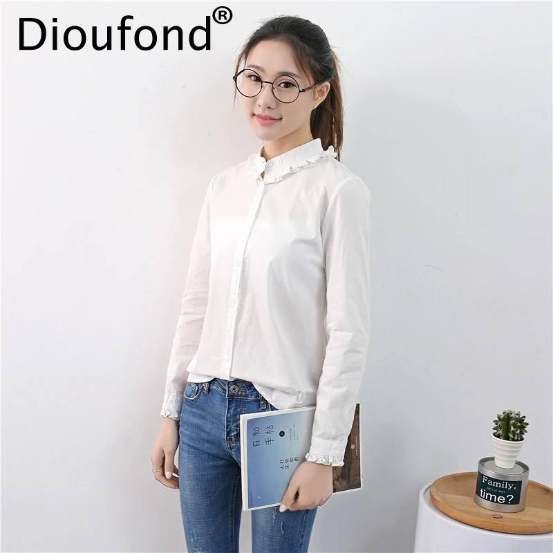 Женская блузка с длинным рукавом воротником стойкой и оборками|blouse long|women blouse long
