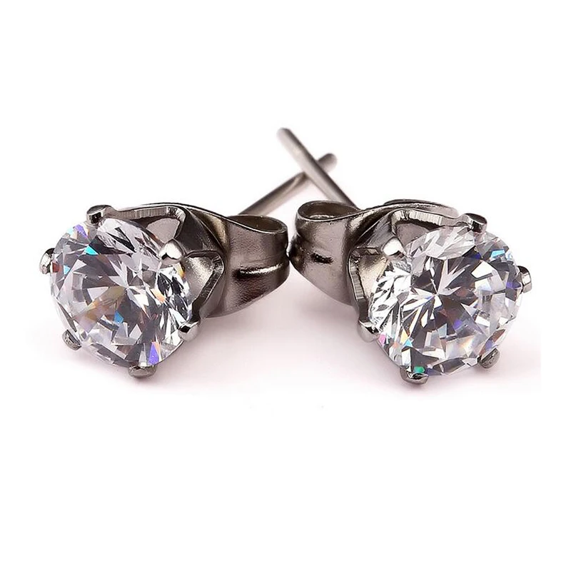 

Trendy Luxury High Quality Rhinestone Crystal Stud Earrings Simple Stain Silver Hip Hop Stud Earrings For Women Men Fine Jewlery