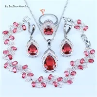 L& B кубический цирконий квадратные серьги из синего камня ожерелье кольцо 925 логотип Серебряный цвет Ювелирные наборы для женщин лучший рождественский подарок