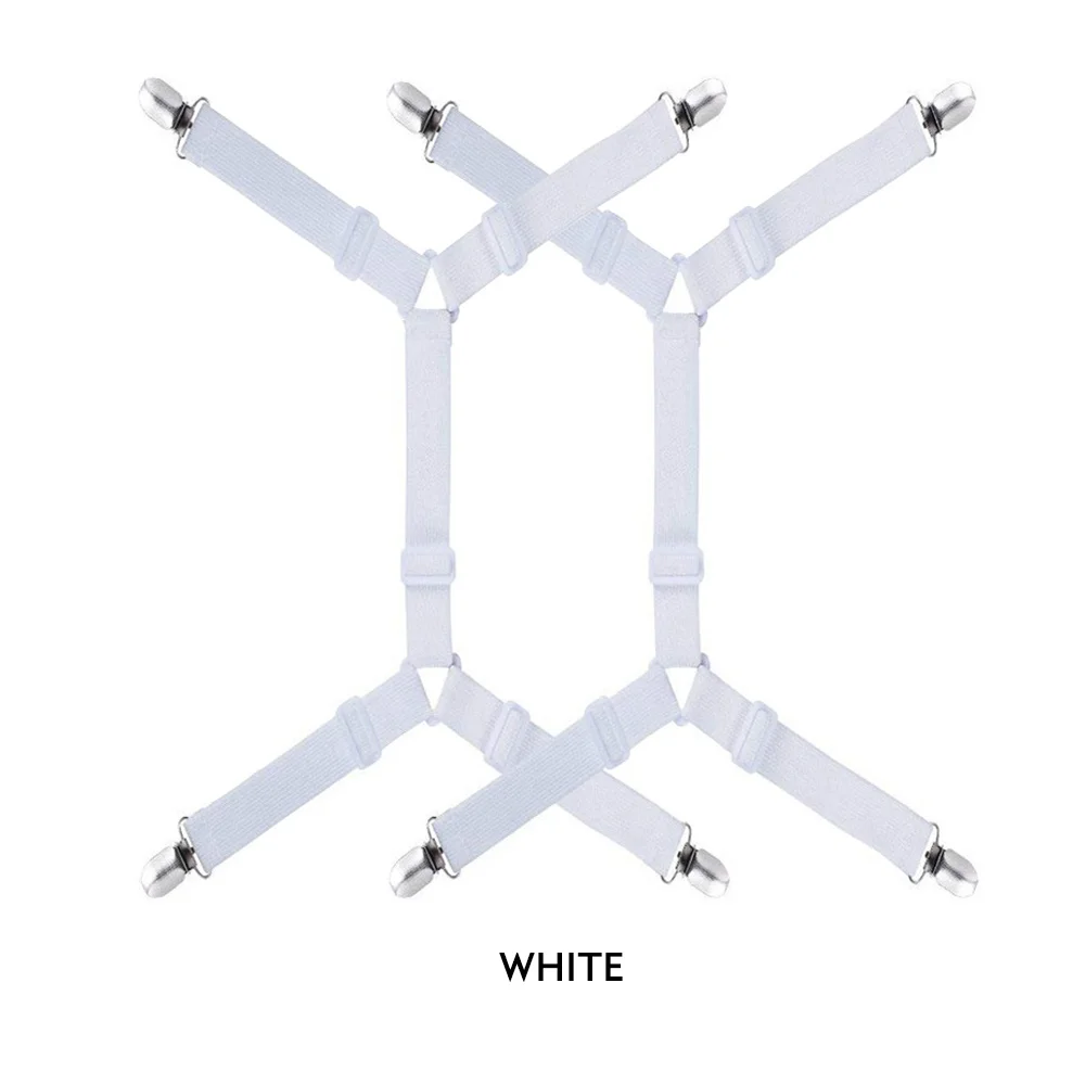 White 2 шт./компл. простыня зажимы зажим для крепления 4 углов Нескользящие домашние матрас подтяжки ремни Длинные брюки для девочек эластичные регулируемые одеяла зажимы - Цвет: White