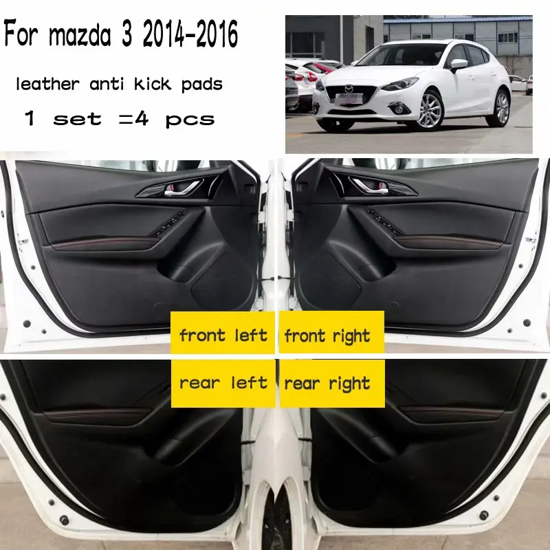 Кожаный коврик для дверей Mazda 3 Аксессуары автомобилей MAZDA3 Axela 2014 2015 2016|Вкладыши