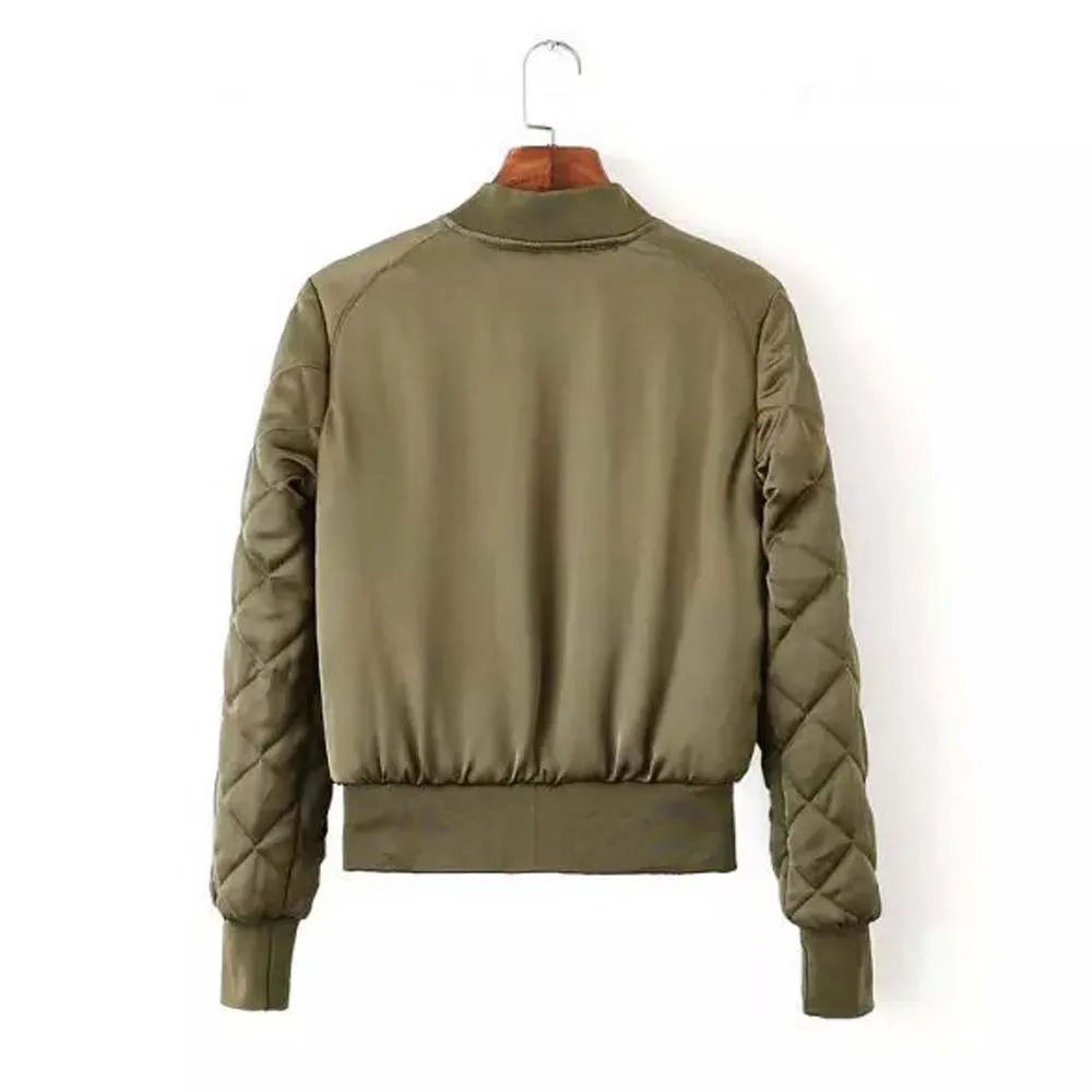 2017 Повседневное осень зима Для женщин одноцветное Курточка бомбер пальто