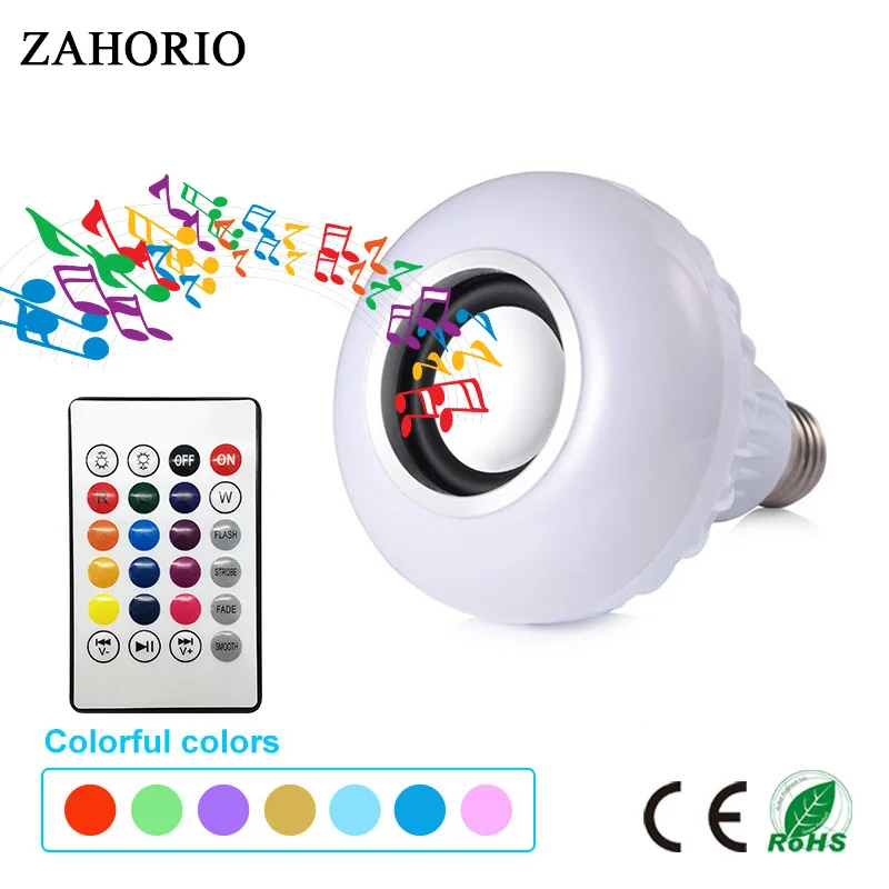 Смарт E27 RGB Bluetooth Динамик светодиодный лампы светильник 12 Вт работы в режиме