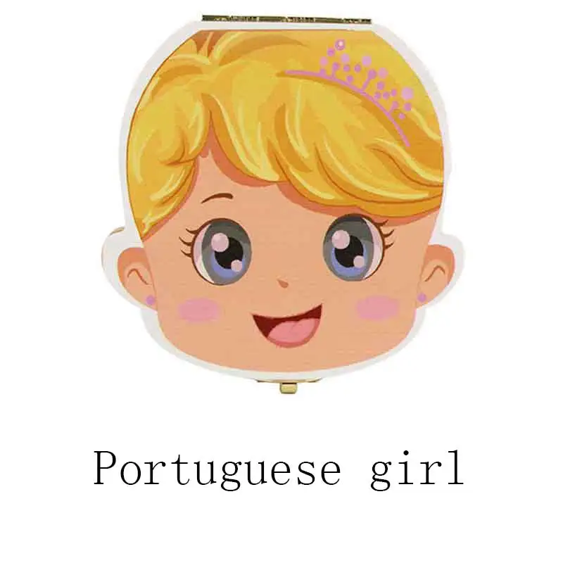 Portugal Girl Детская коробка для зубов, органайзер для России, коробки для хранения, органайзер для молочных зубов, деревянная коробка для хранения, альбом, сувенир, коробка для хранения - Цвет: Portugal Girl