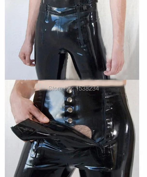 Латексные джинсы Мужские резиновые армейские с передней плоской накладкой|mens